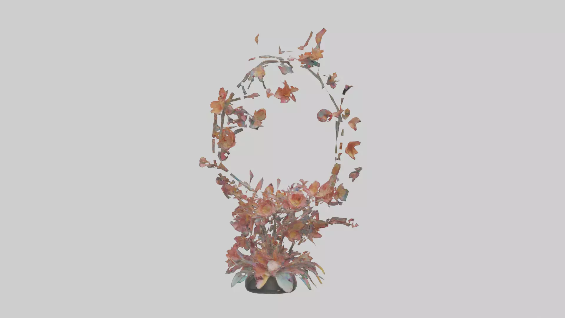 Floral Spiral Structure Sculpture model Low-poly 3D model_0