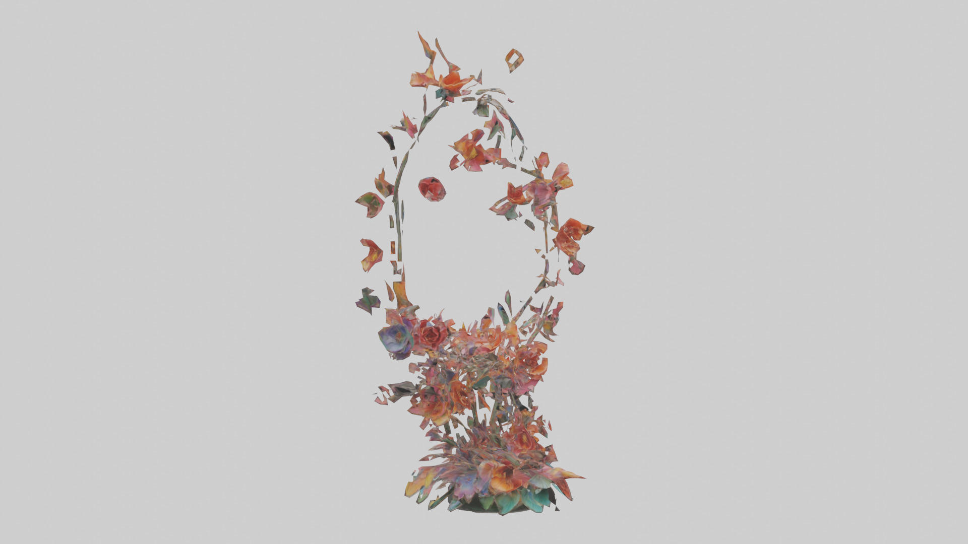 Floral Spiral Structure Sculpture model Low-poly 3D model_7