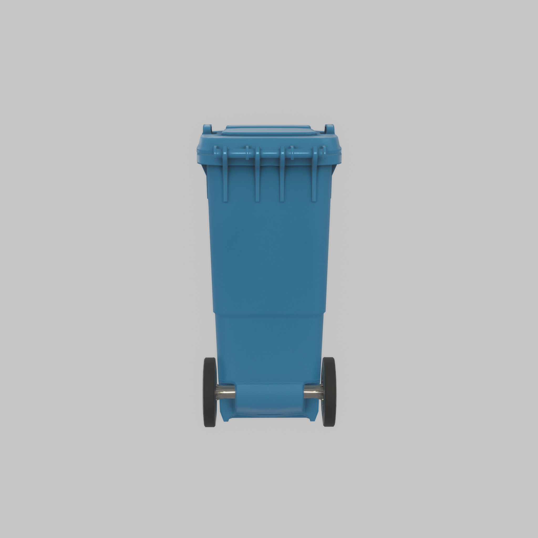 Plastic garbage can blue with wheels 60 L Low-poly 3D model_45