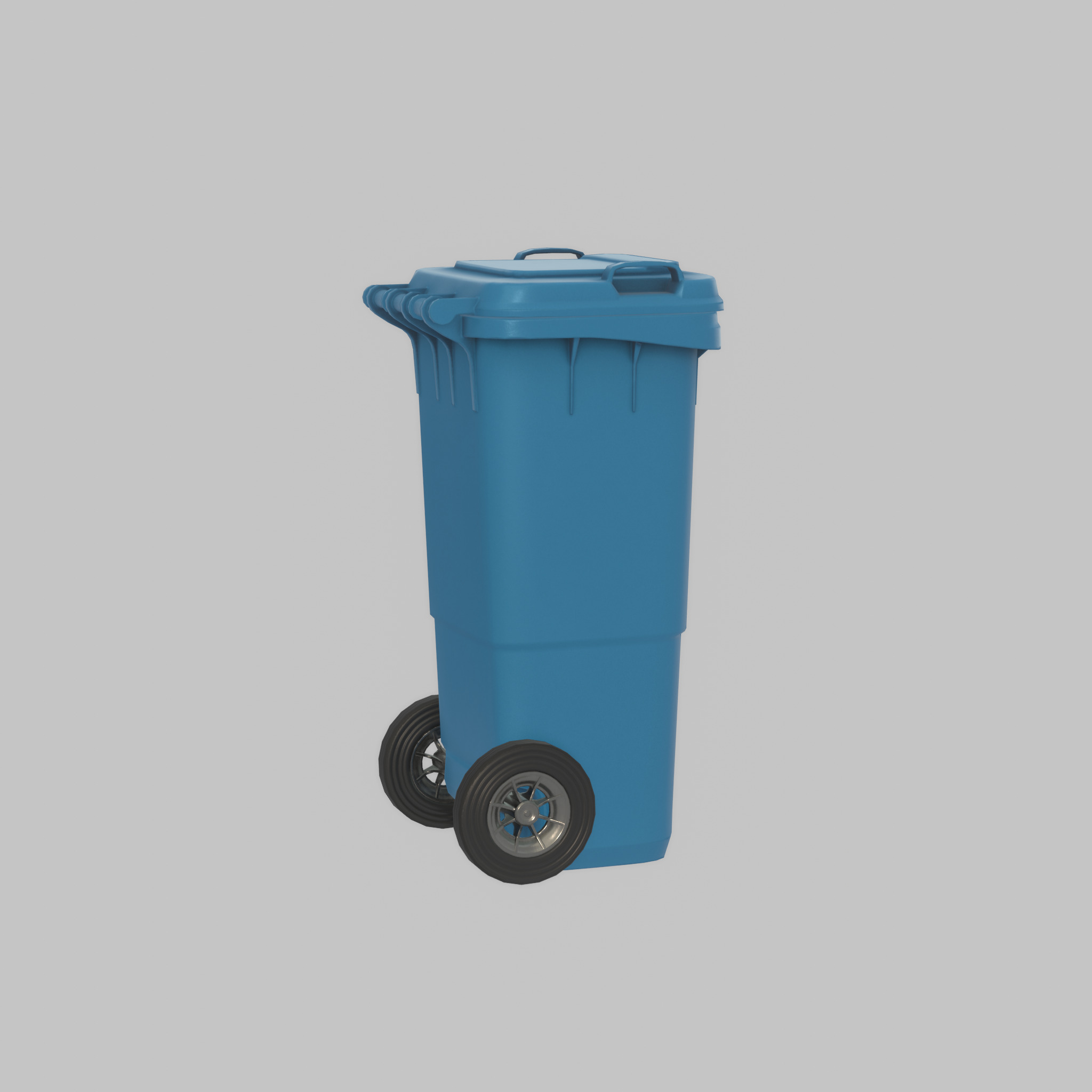 Plastic garbage can blue with wheels 60 L Low-poly 3D model_53