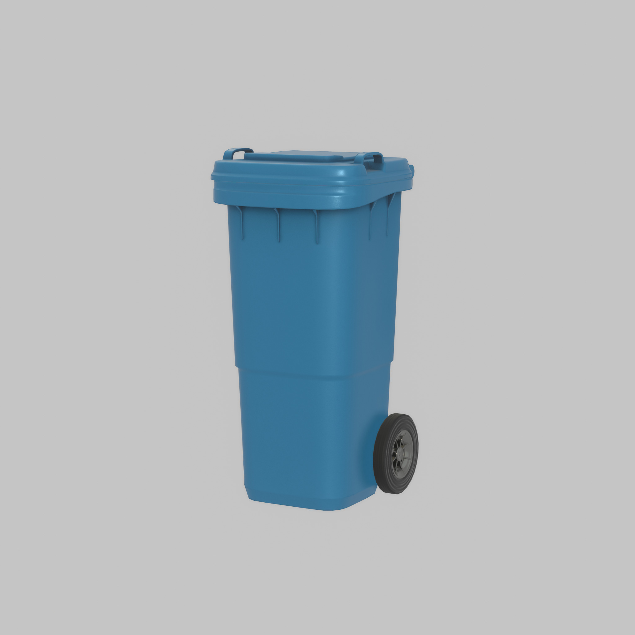 Plastic garbage can blue with wheels 60 L Low-poly 3D model_29