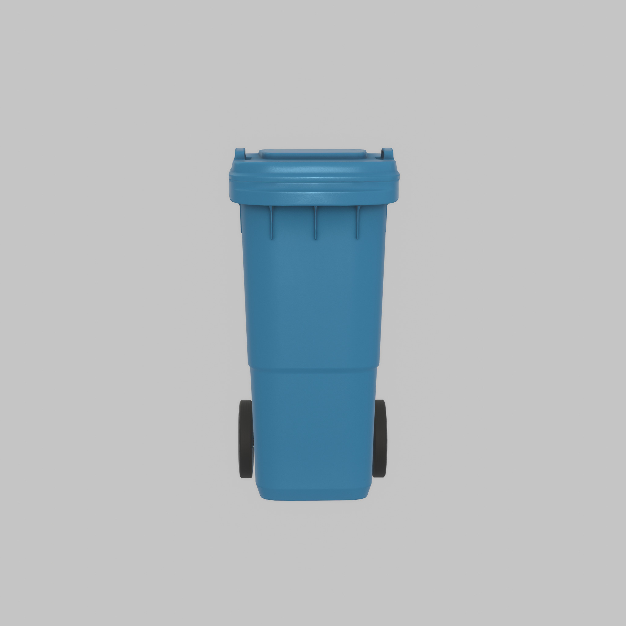 Plastic garbage can blue with wheels 60 L Low-poly 3D model_26