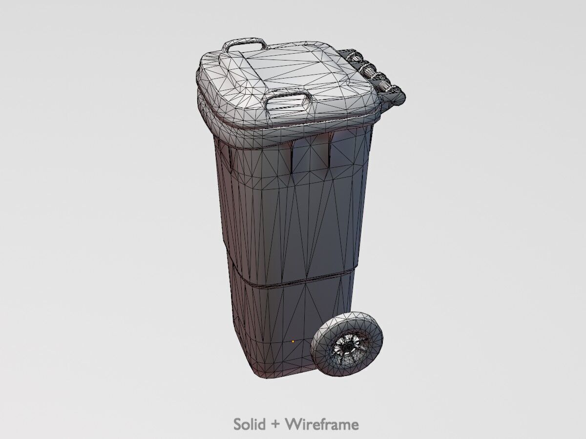 Plastic garbage can blue with wheels 60 L Low-poly 3D model_12