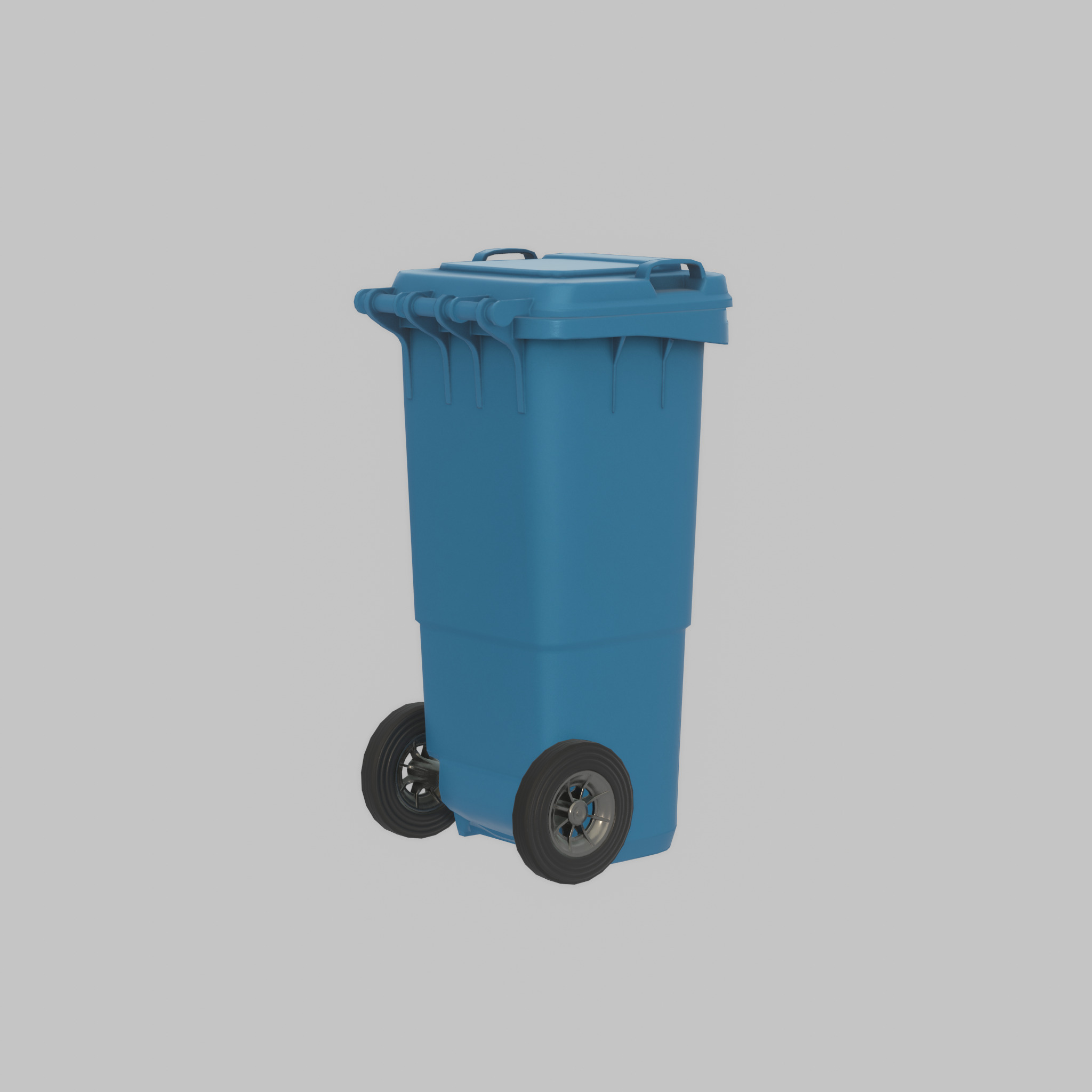 Plastic garbage can blue with wheels 60 L Low-poly 3D model_51