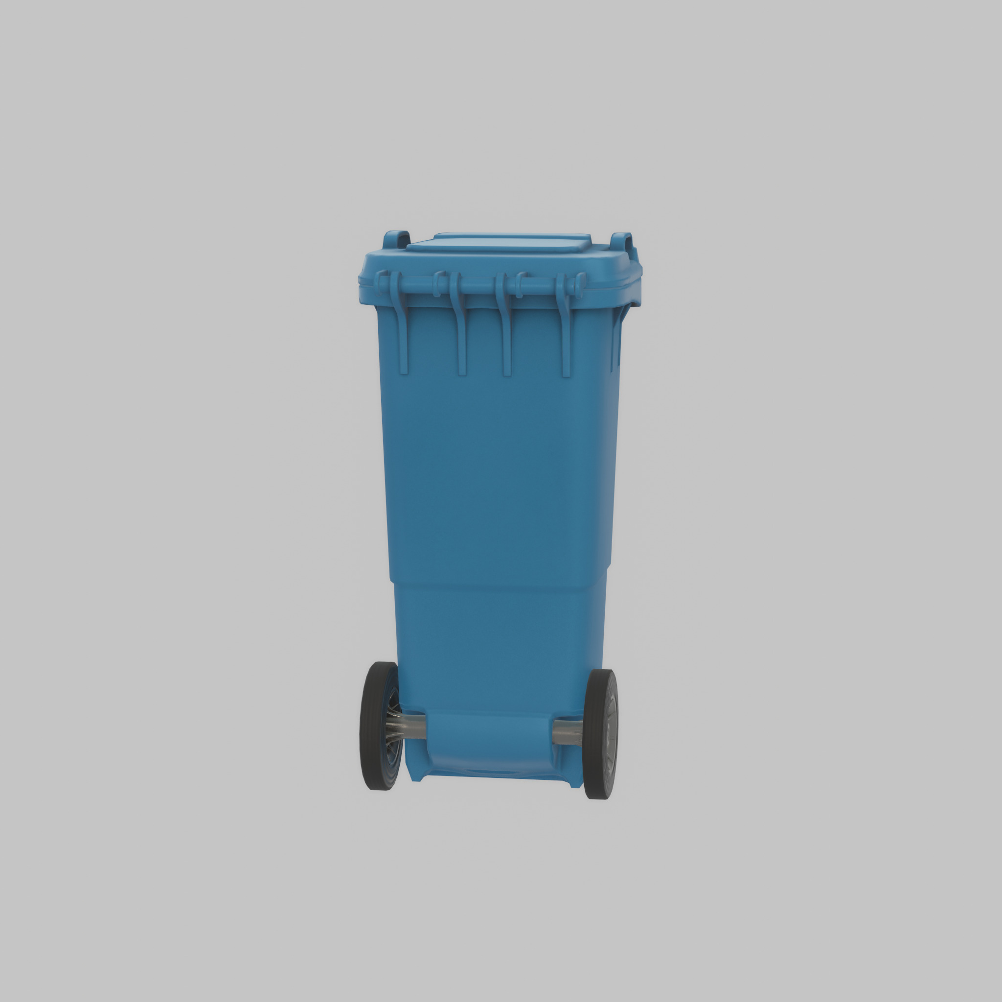 Plastic garbage can blue with wheels 60 L Low-poly 3D model_46