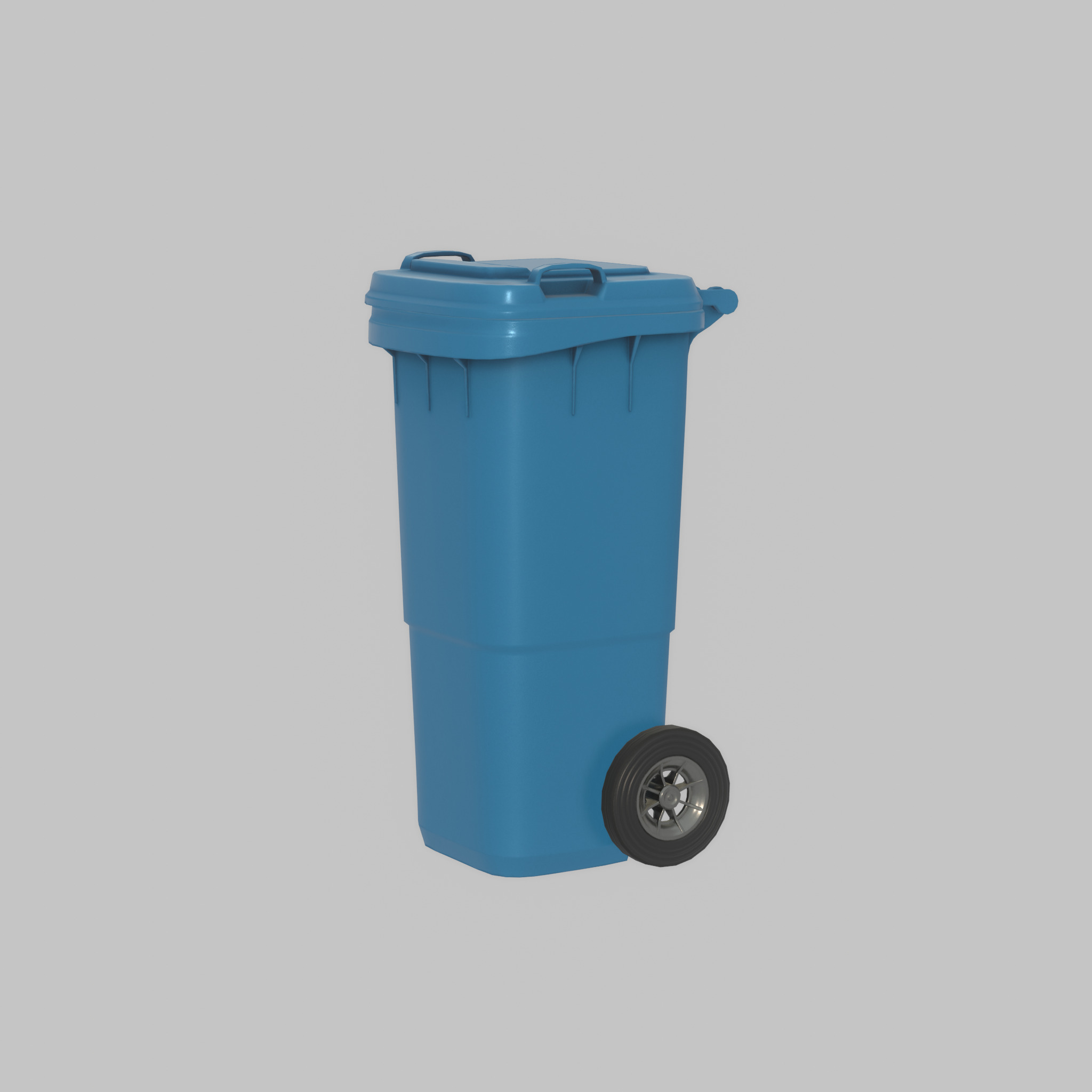 Plastic garbage can blue with wheels 60 L Low-poly 3D model_32