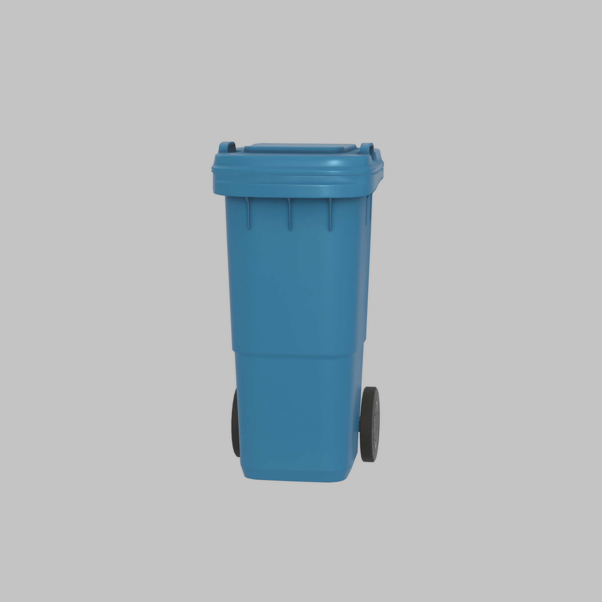 Plastic garbage can blue with wheels 60 L Low-poly 3D model_27