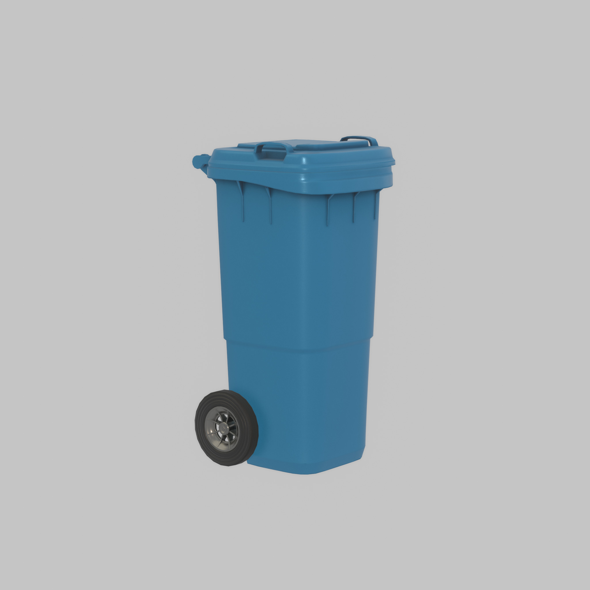Plastic garbage can blue with wheels 60 L Low-poly 3D model_56