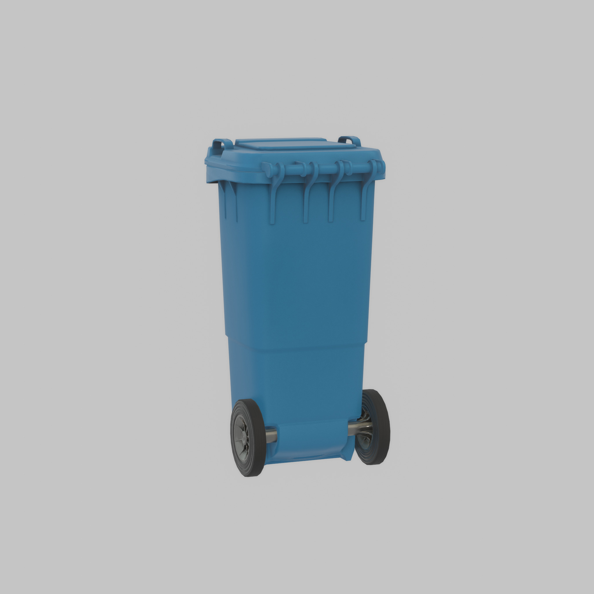 Plastic garbage can blue with wheels 60 L Low-poly 3D model_43