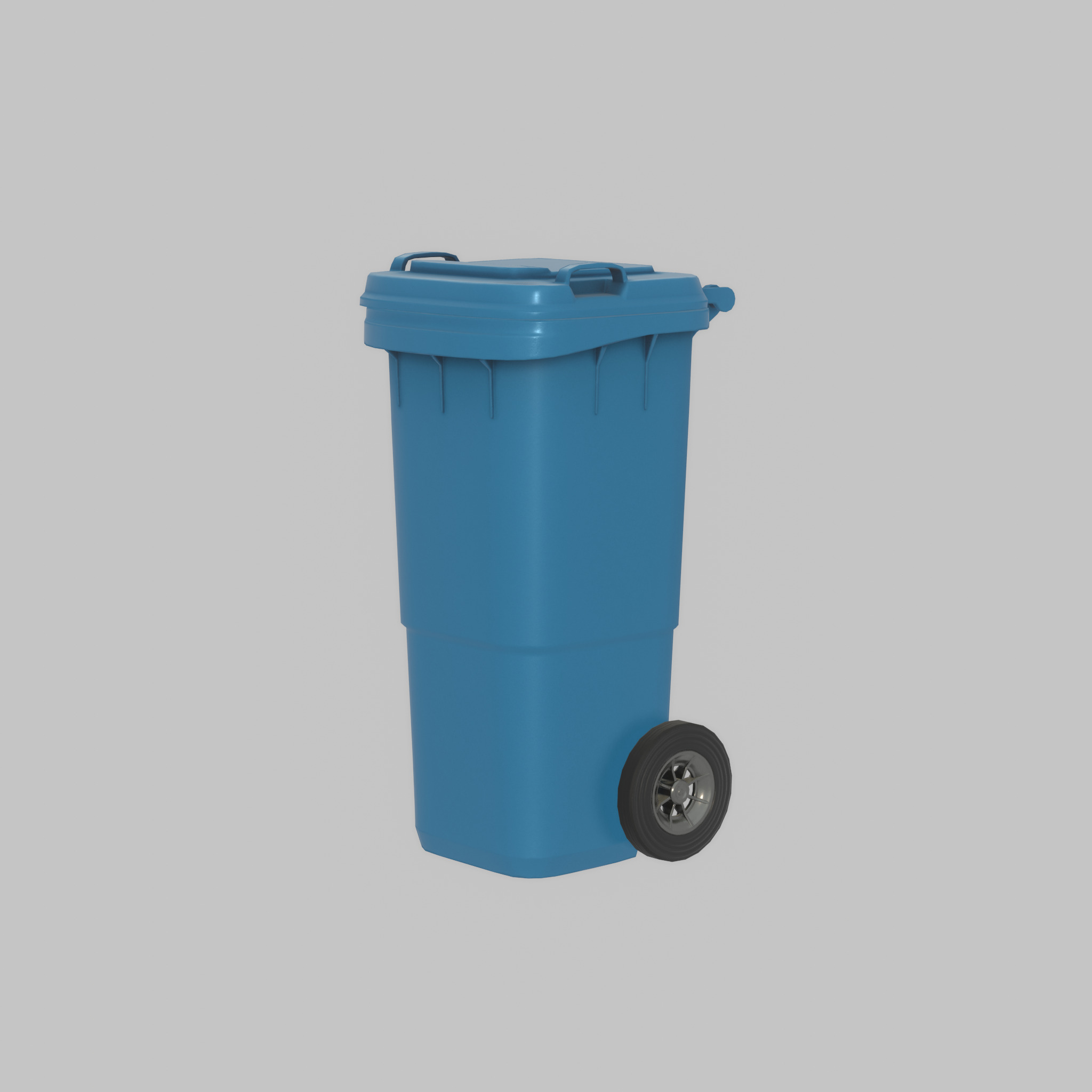 Plastic garbage can blue with wheels 60 L Low-poly 3D model_31