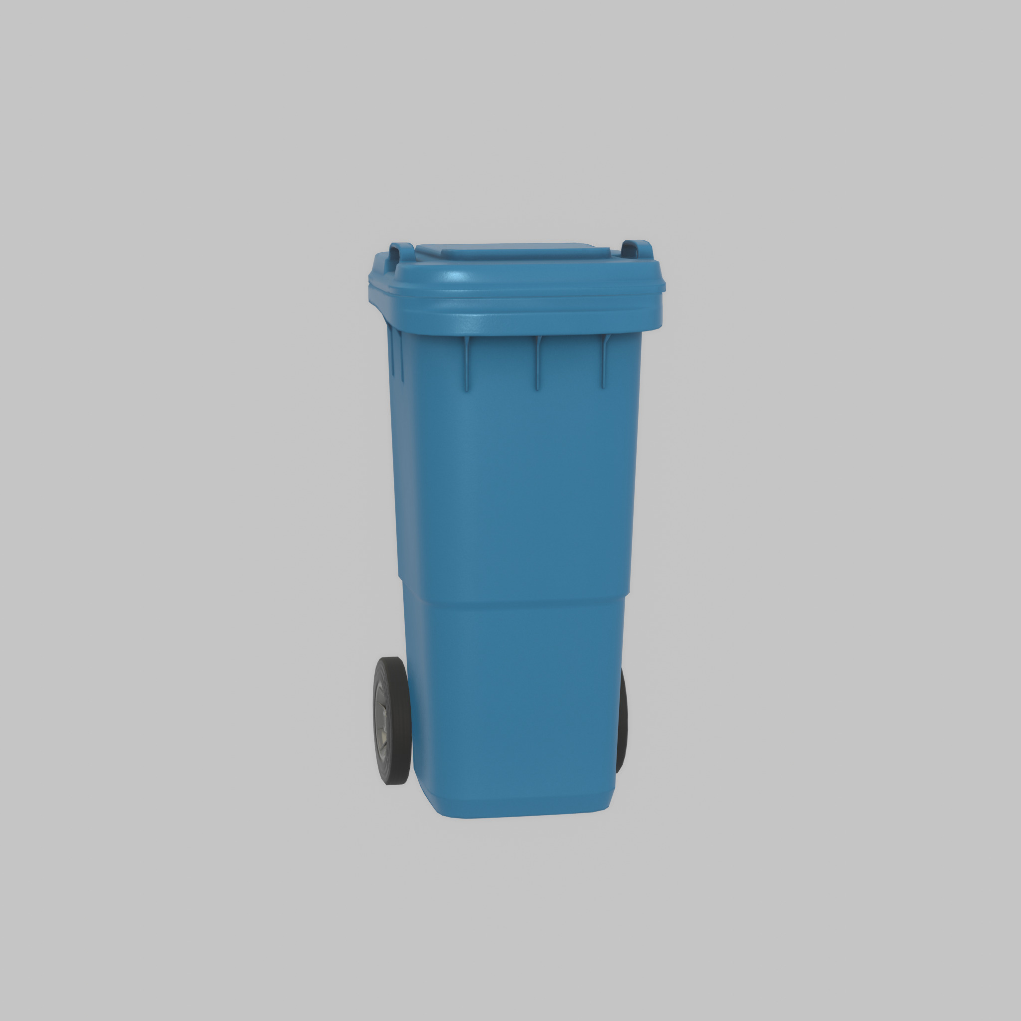 Plastic garbage can blue with wheels 60 L Low-poly 3D model_60