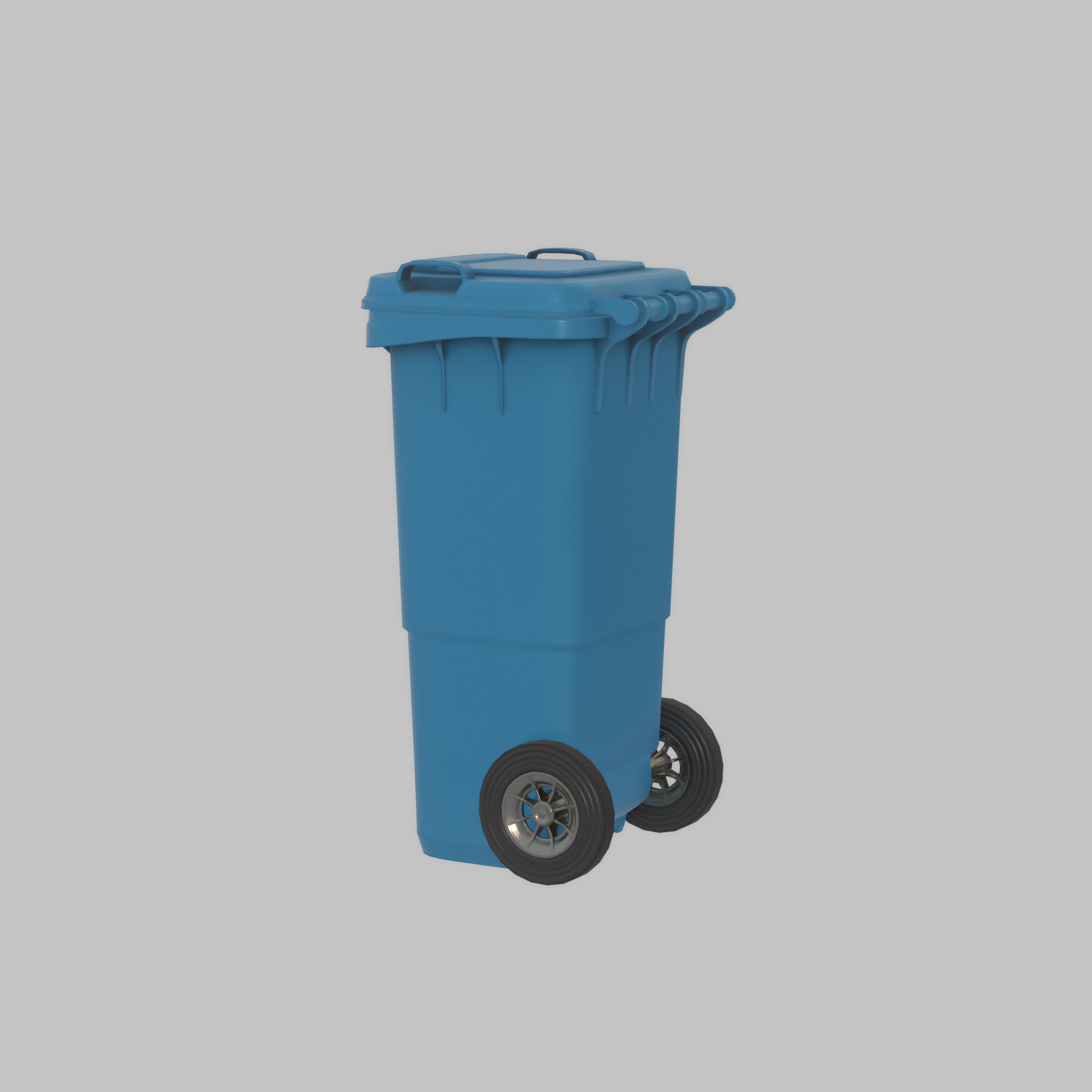 Plastic garbage can blue with wheels 60 L Low-poly 3D model_39