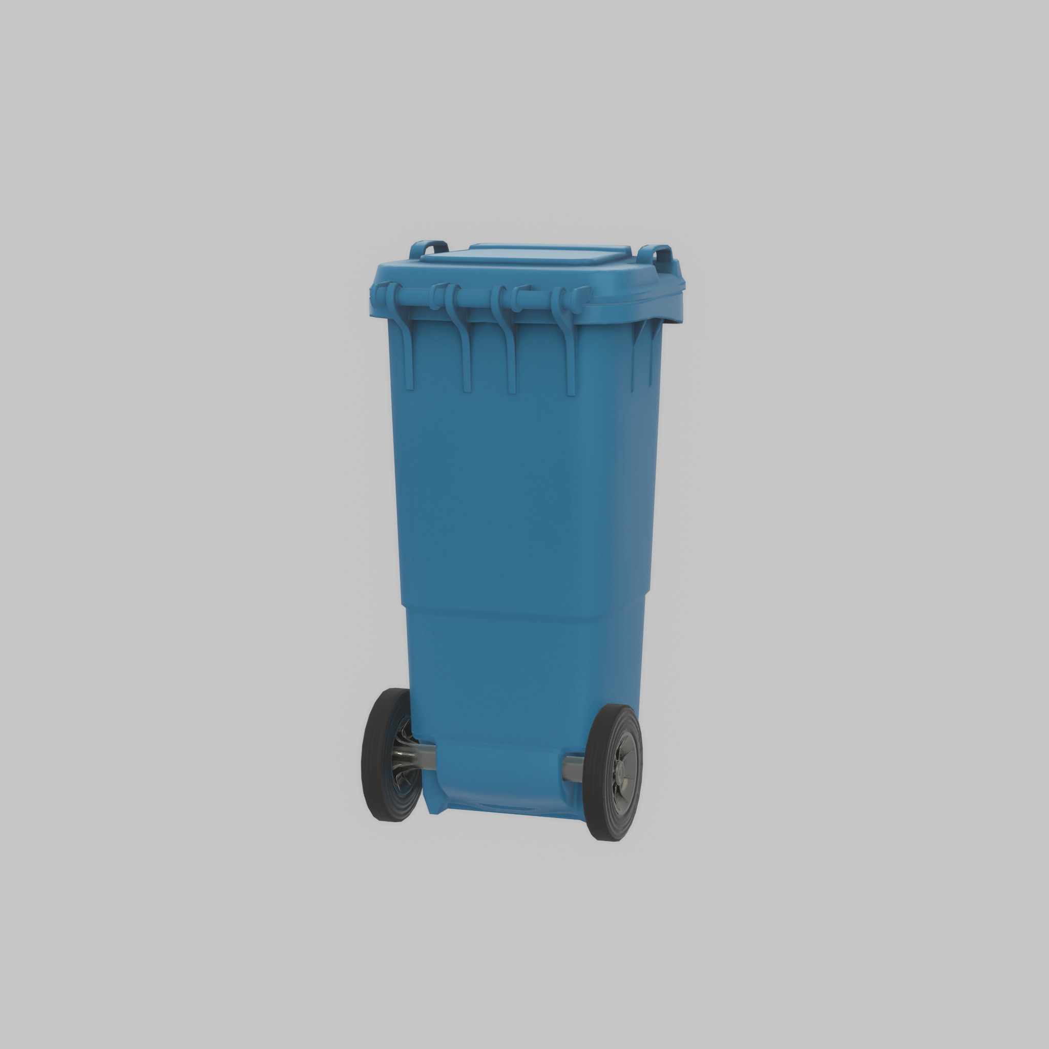 Plastic garbage can blue with wheels 60 L Low-poly 3D model_48
