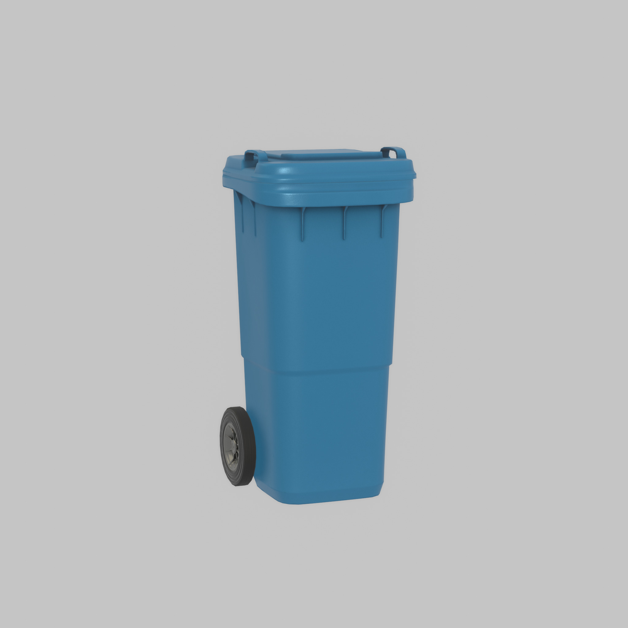Plastic garbage can blue with wheels 60 L Low-poly 3D model_59