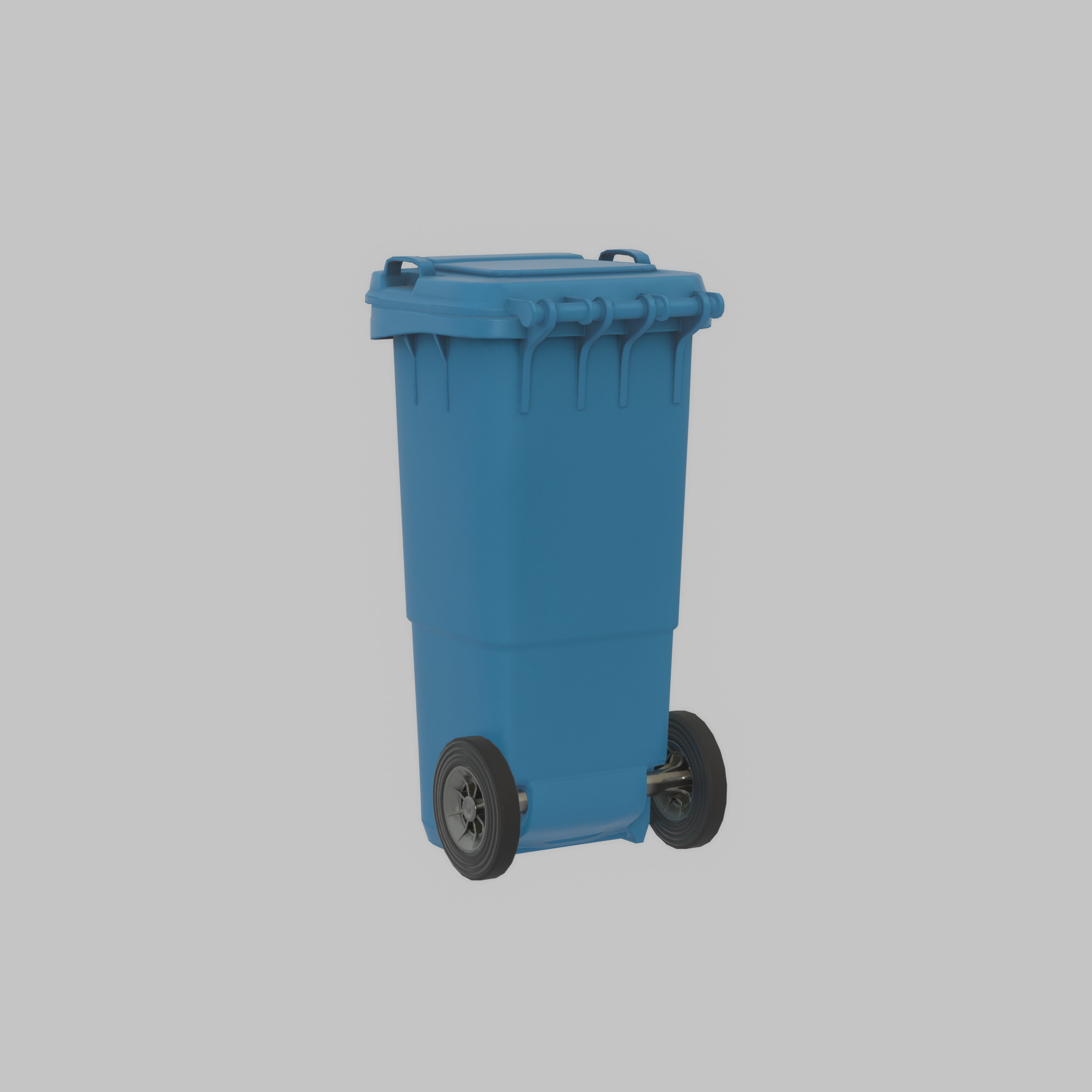 Plastic garbage can blue with wheels 60 L Low-poly 3D model_42