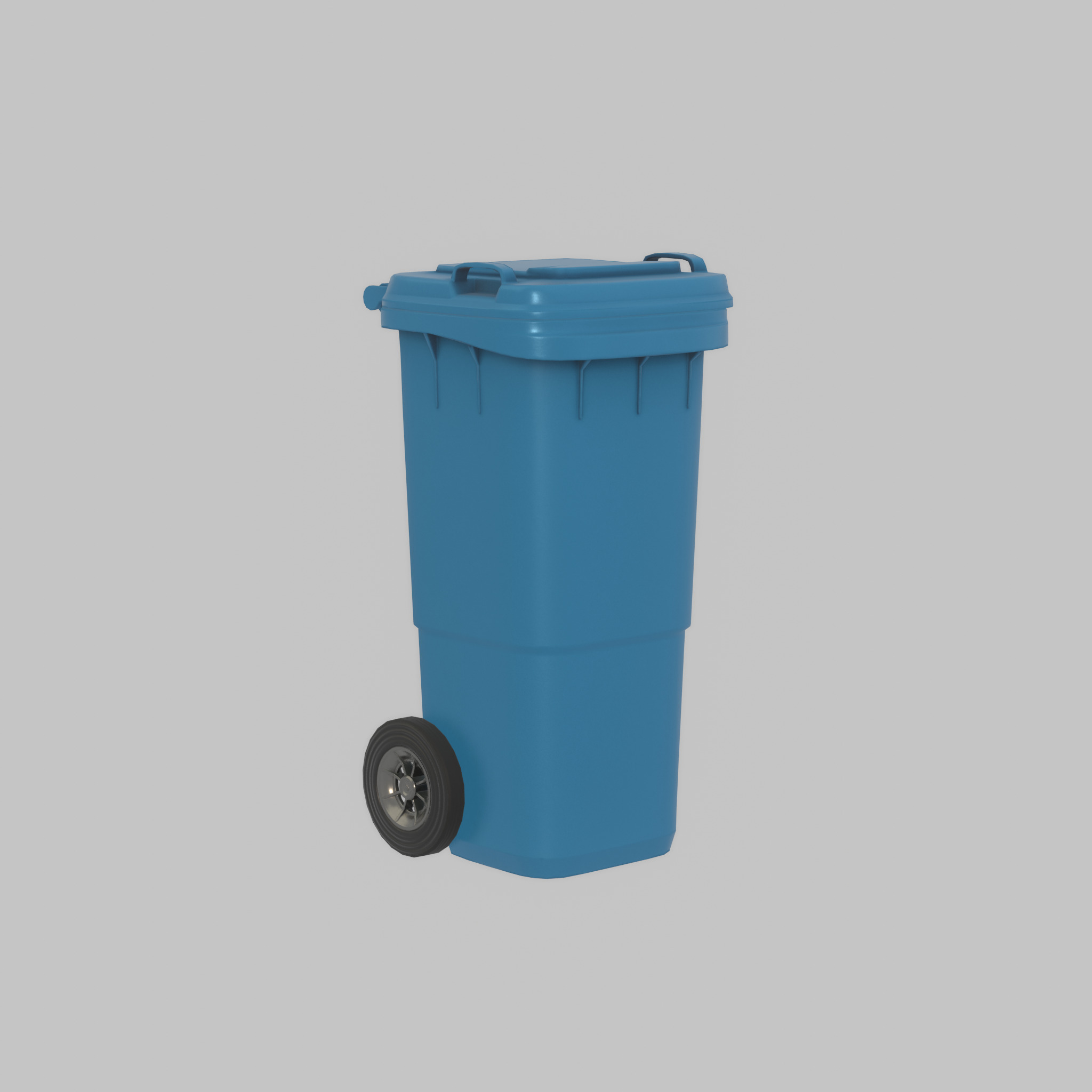 Plastic garbage can blue with wheels 60 L Low-poly 3D model_57