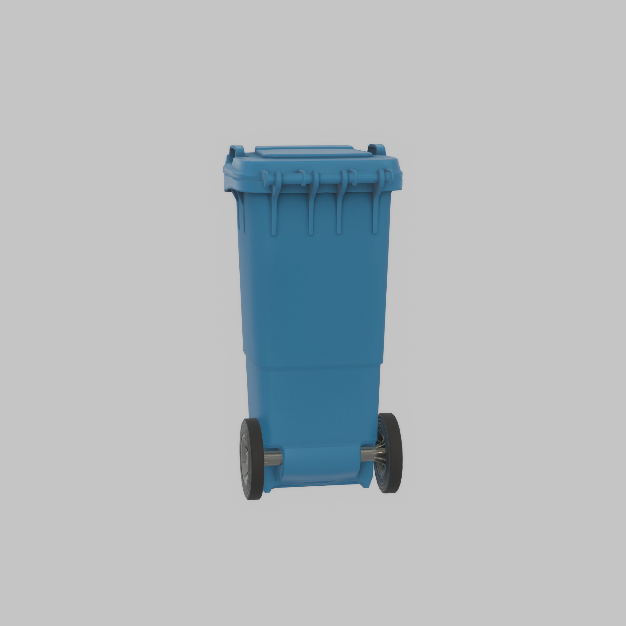 Plastic garbage can blue with wheels 60 L Low-poly 3D model_44