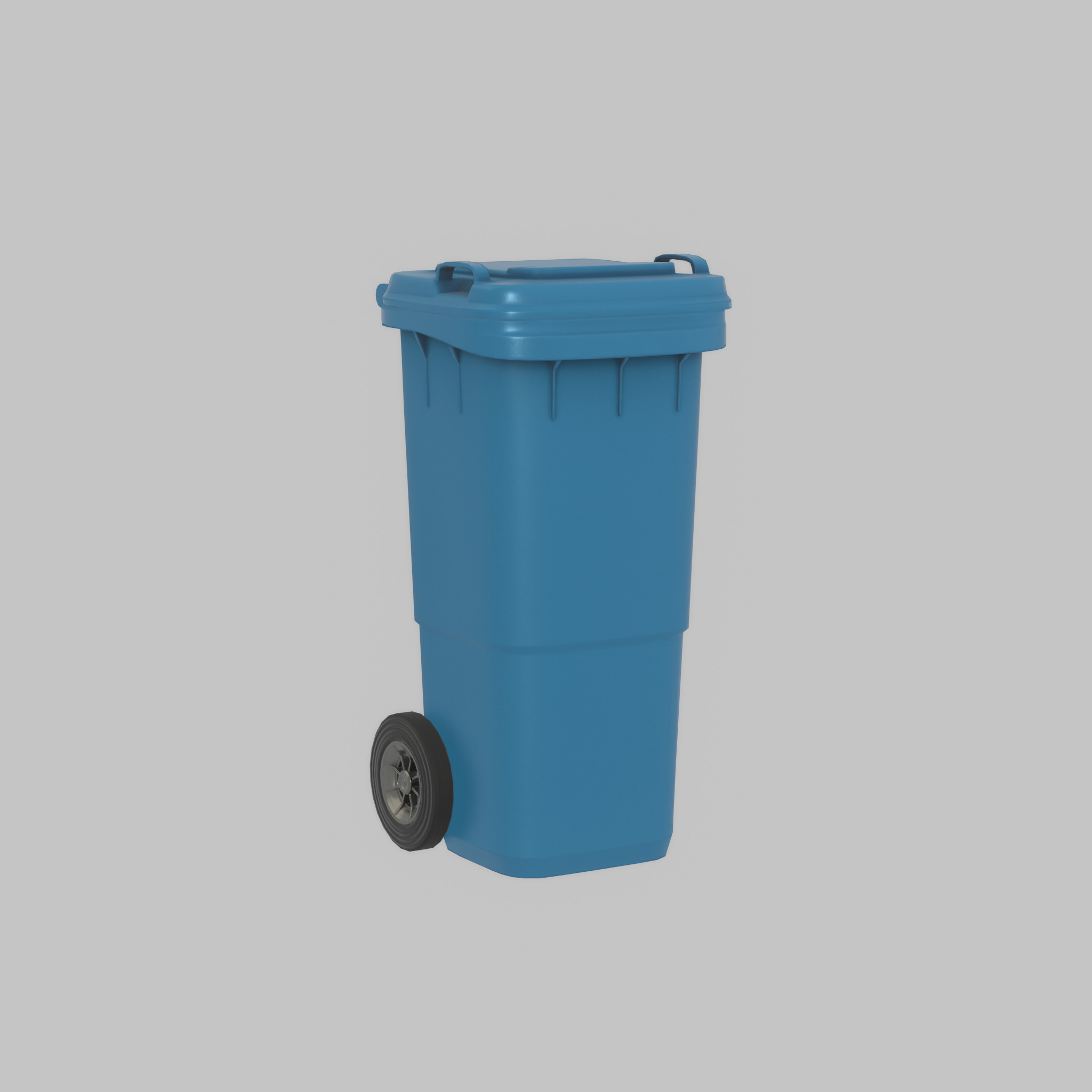 Plastic garbage can blue with wheels 60 L Low-poly 3D model_58