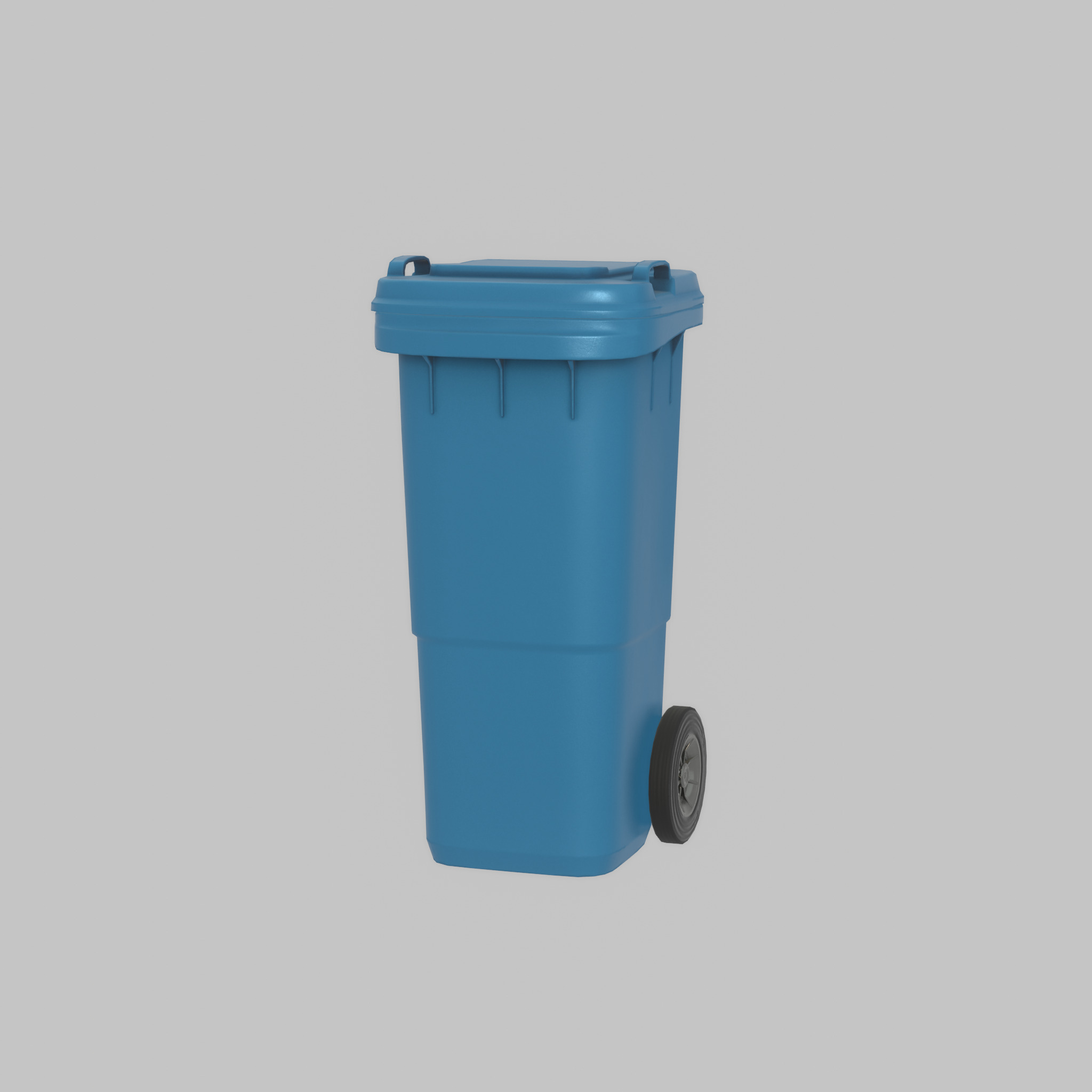 Plastic garbage can blue with wheels 60 L Low-poly 3D model_28
