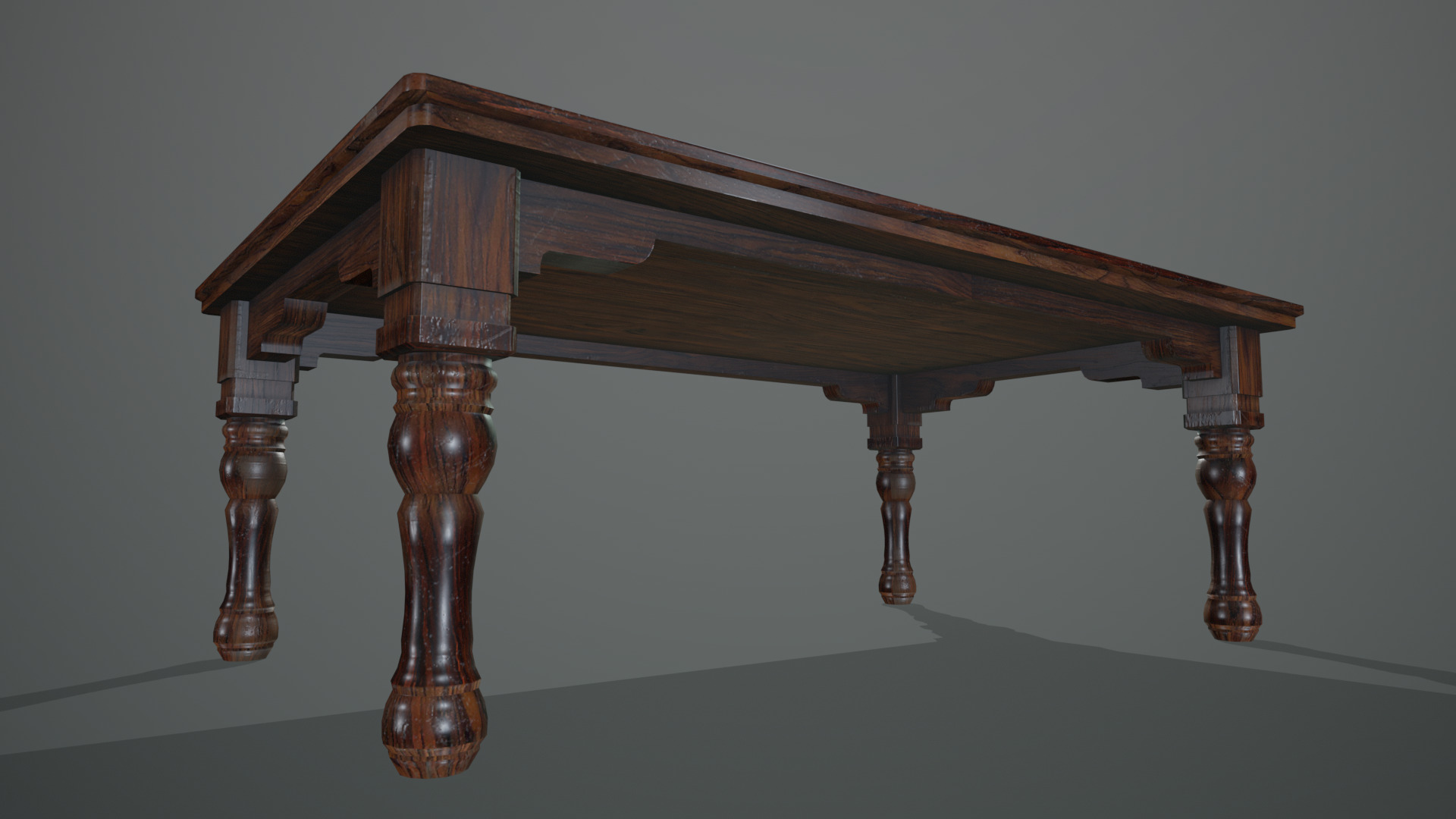 Wooden Table Low-poly 3D model_4