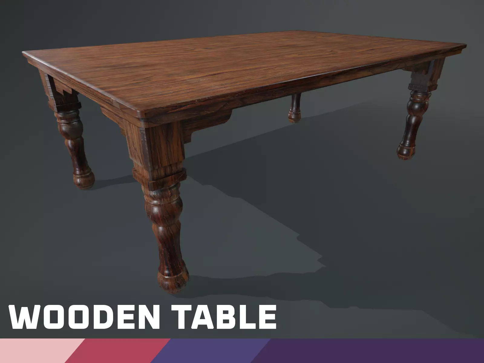 Wooden Table Low-poly 3D model_0