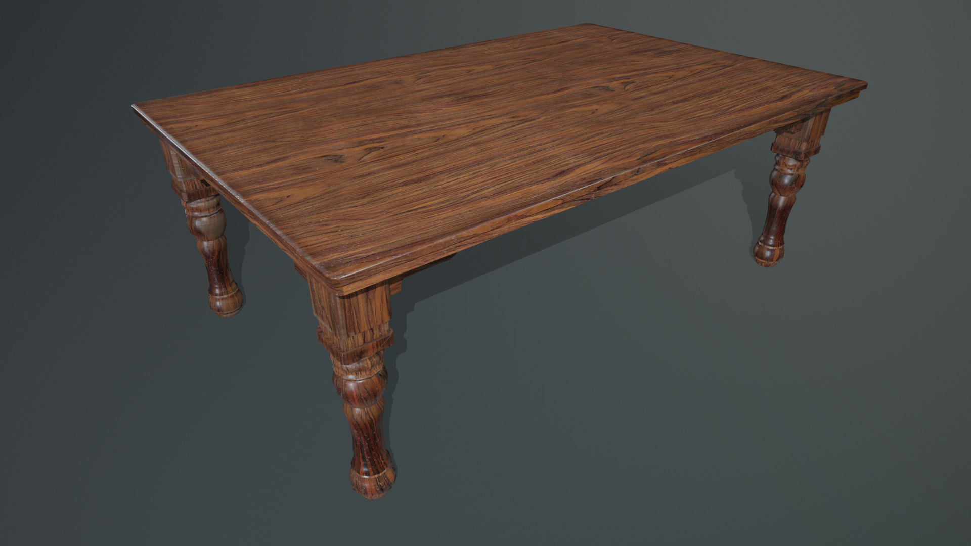 Wooden Table Low-poly 3D model_7