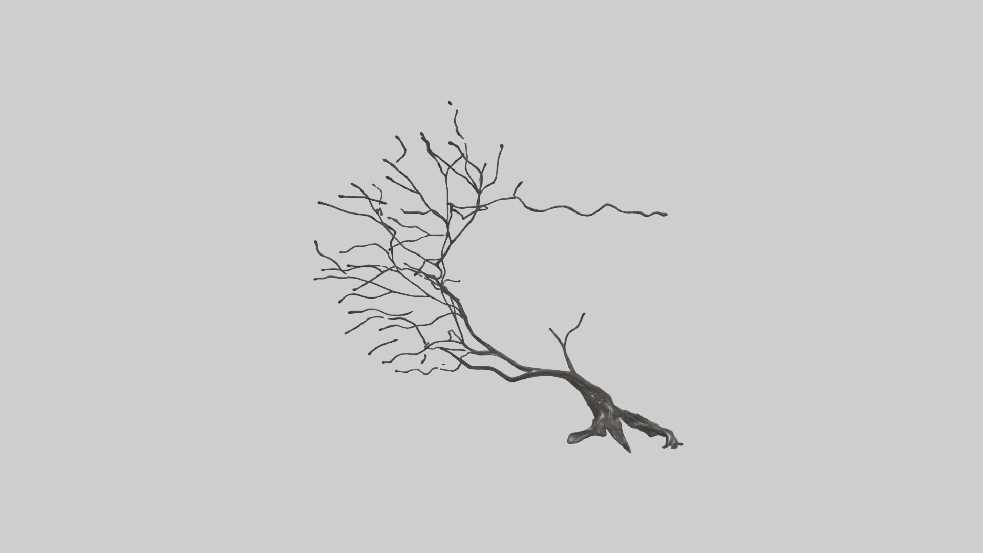 Fluid Branch Sculpture model Low-poly 3D model_2
