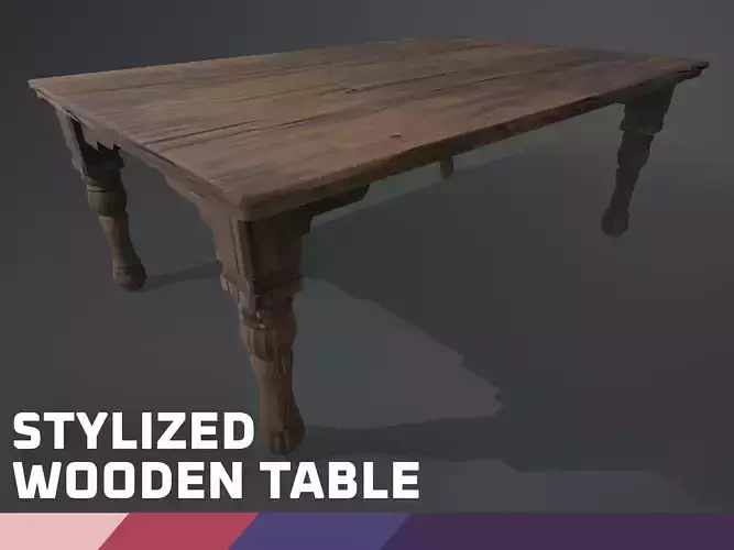 Stylized Wooden Table Low-poly 3D model