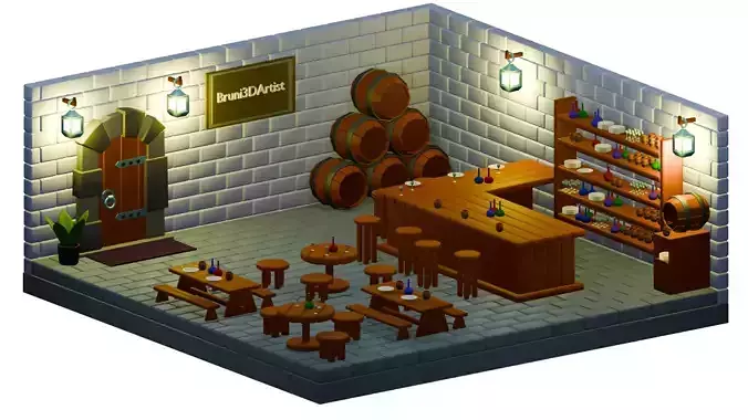 Low Poly Medieval Tavern Asset Pack