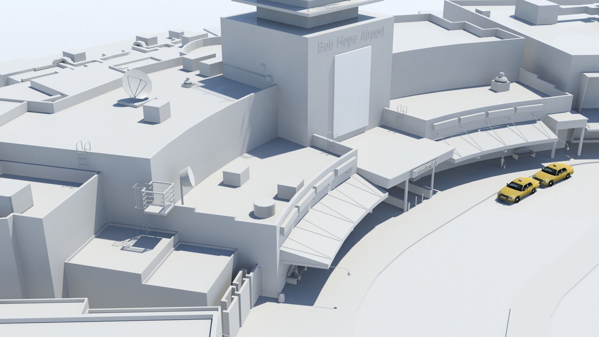 BUR Burbank Bob Hope Old Terminal A Model Low-poly 3D model_1
