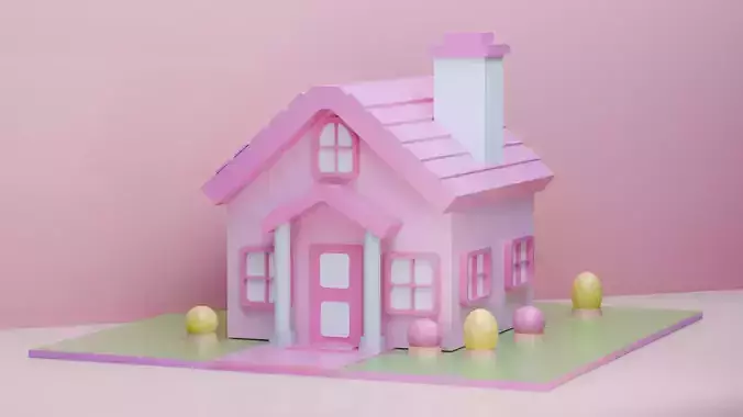 Stylized Low Poly House 3D Model Game Ready Low-poly 3D model