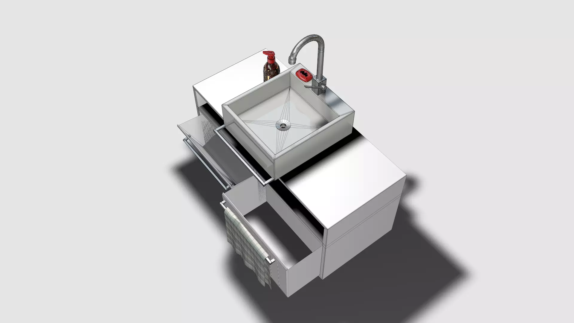 Bathroom Sink and Cabinet 3D model_0