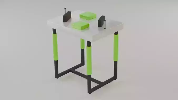 Green and White Arm Wrestling Table 3D Model Blender