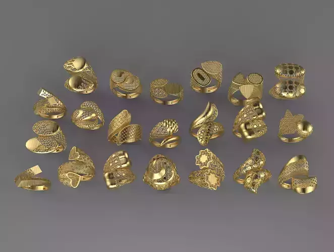 21 NEW RINGS HIGH QUALITY READY TO PRINT 3DM STL 
