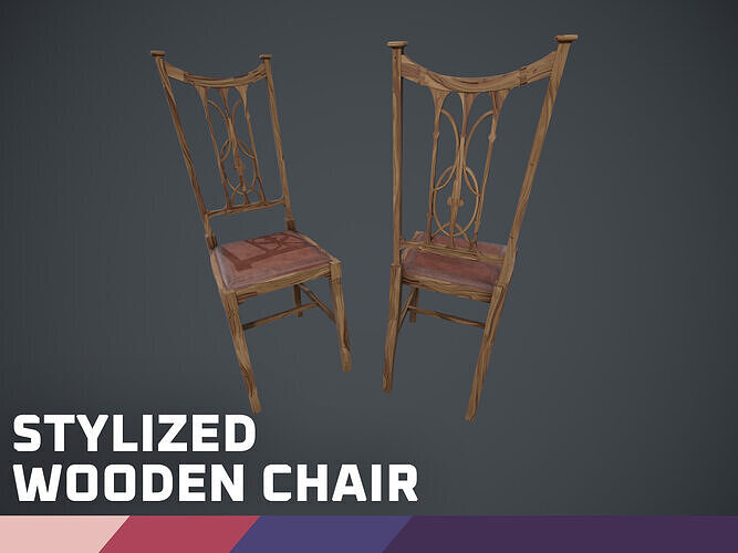 Stylized Wooden Chair Low-poly 3D model