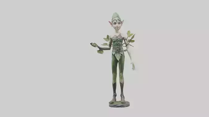 Forest Elf statue model Low-poly 3D model