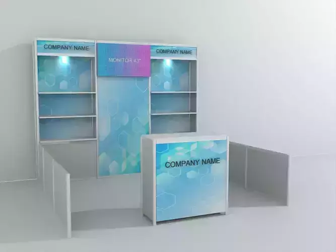 Standard Display Sales Booth - Low Side Partition - R8 3 x 3 m