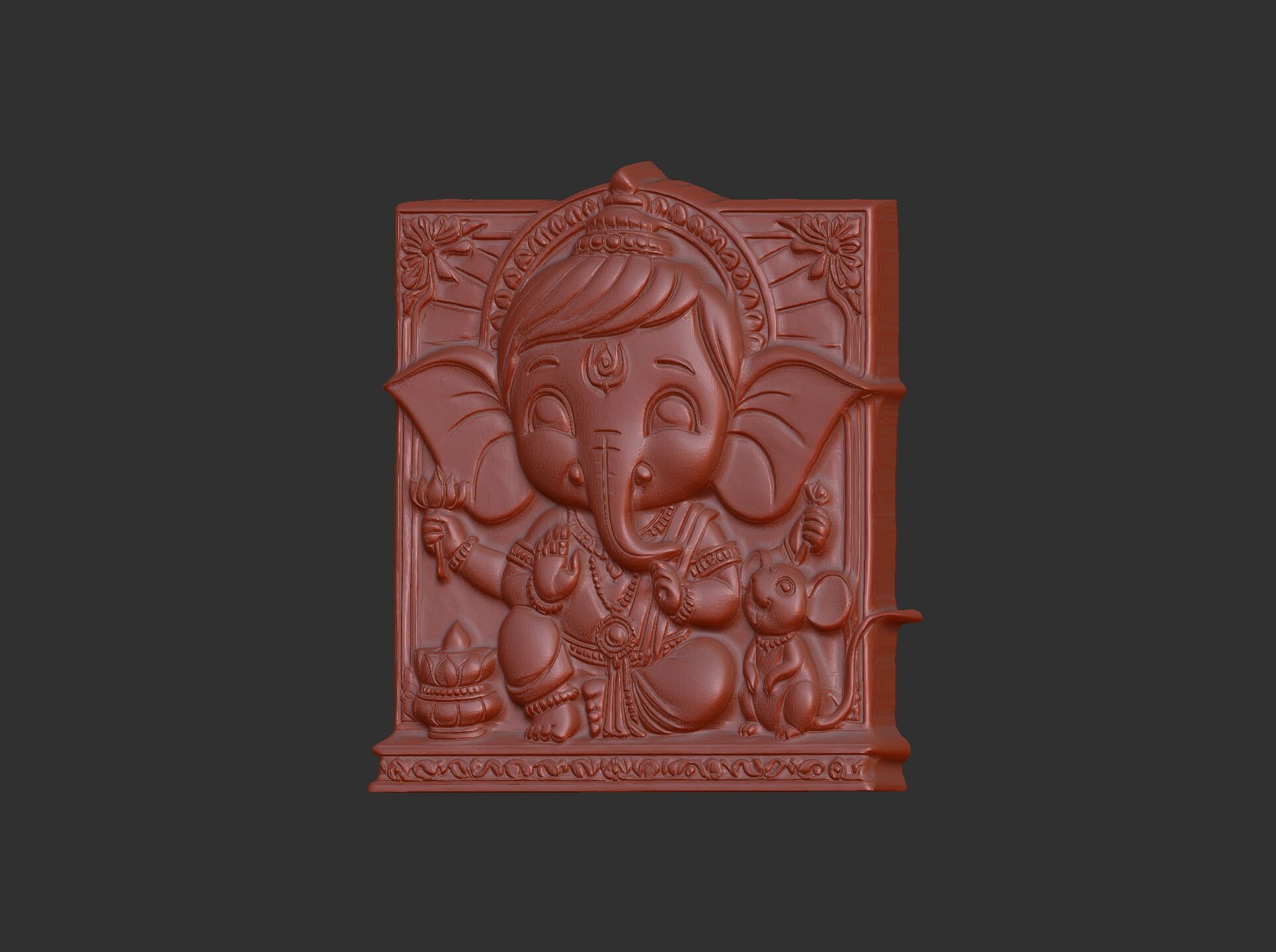 Cute Ganesha Bas-Relief Artwork STL File for 3D Printing 3D print model_8