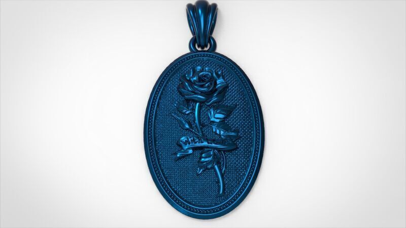 The Rose  Oval Medallion Pendant  3D print model_7