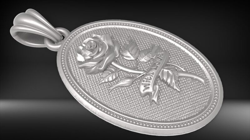 The Rose  Oval Medallion Pendant  3D print model_15