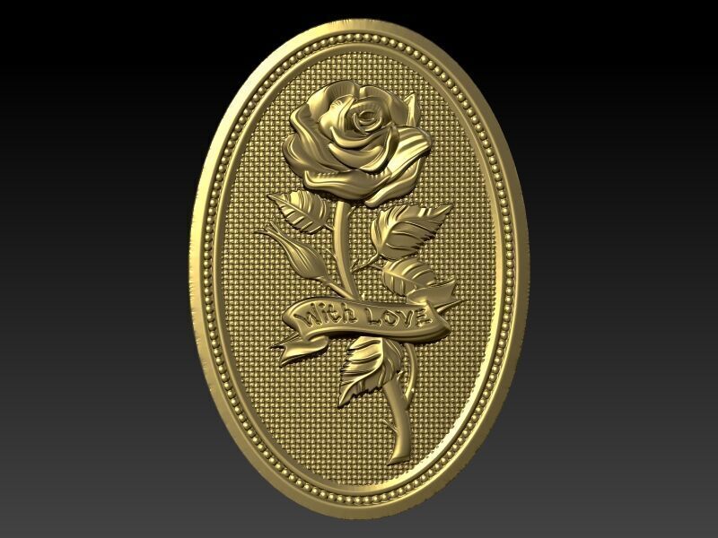 The Rose  Oval Medallion Pendant  3D print model_2