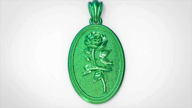 The Rose  Oval Medallion Pendant  3D print model_6
