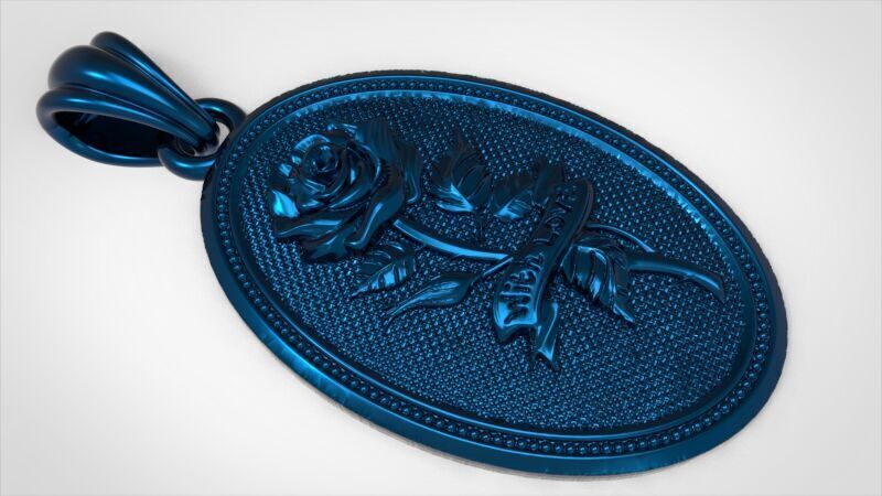 The Rose  Oval Medallion Pendant  3D print model_8