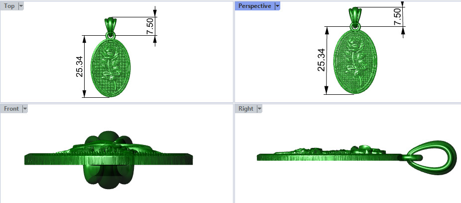 The Rose  Oval Medallion Pendant  3D print model_17
