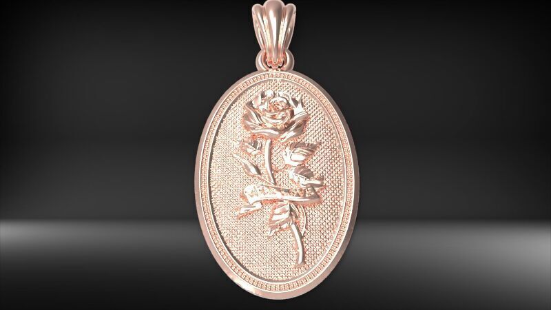 The Rose  Oval Medallion Pendant  3D print model_4