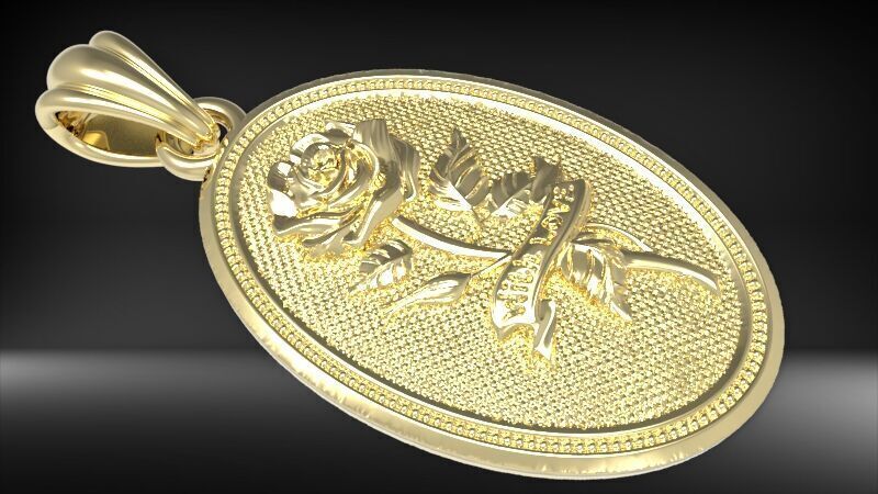 The Rose  Oval Medallion Pendant  3D print model_10