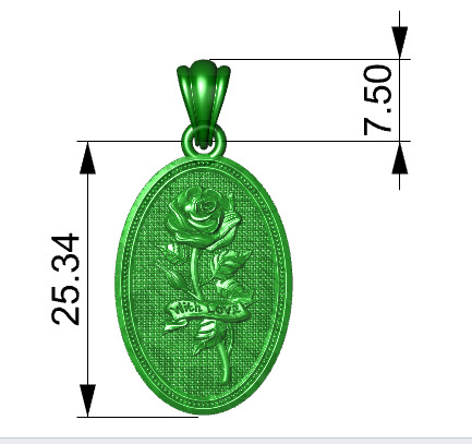 The Rose  Oval Medallion Pendant  3D print model_16