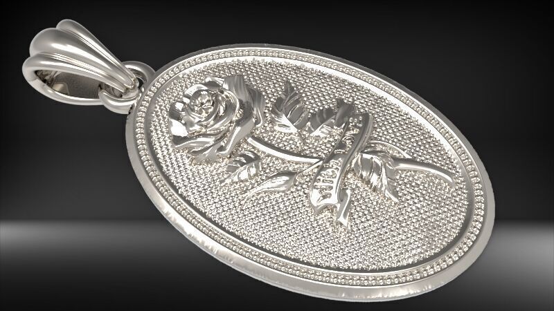 The Rose  Oval Medallion Pendant  3D print model_13