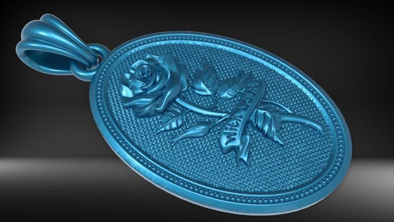 The Rose  Oval Medallion Pendant  3D print model_14