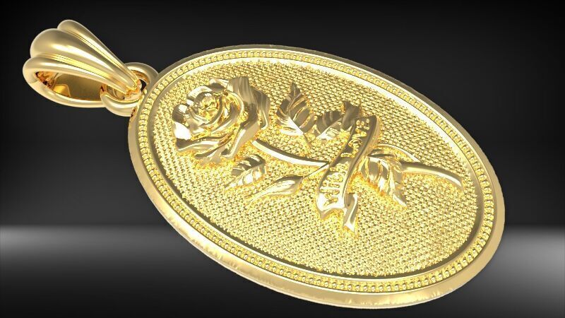 The Rose  Oval Medallion Pendant  3D print model_12